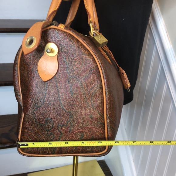 W ETRO MILANO Red Paisley Speedy 20 Small Boston Travel Tote Bag Lock and 2 Keys - Picture 15 of 17